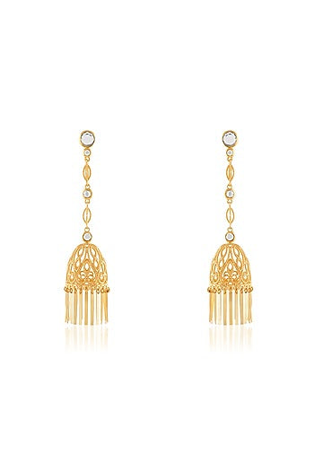 Gold Plated Hand-Cut Mirror Jhumka Earrings