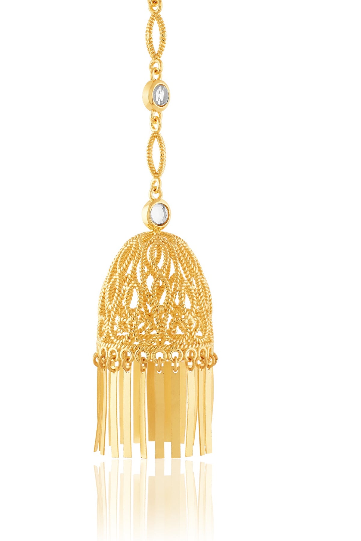 Gold Plated Hand-Cut Mirror Jhumka Earrings