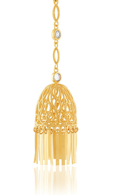 Gold Plated Hand-Cut Mirror Jhumka Earrings