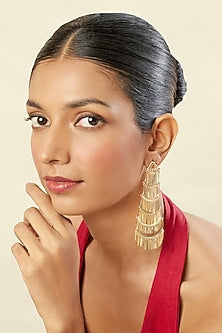 Gold Plated Mirror Dangler Earrings
