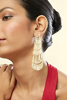 Gold Plated Mirror Dangler Earrings