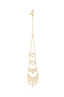 Gold Plated Hand-Cut Mirror Filigree Maangtikka