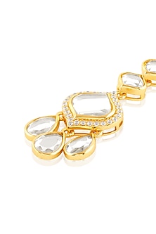 Gold Plated Hand-Cut Mirror & Crystal Zirconia Maangtikka