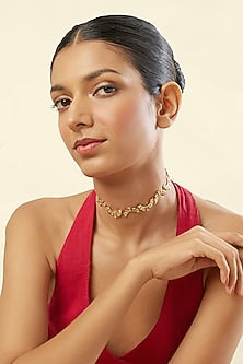 Gold Plated Hand-Cut Mirror Choker Necklace