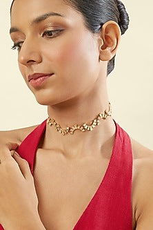 Gold Plated Hand-Cut Mirror Choker Necklace