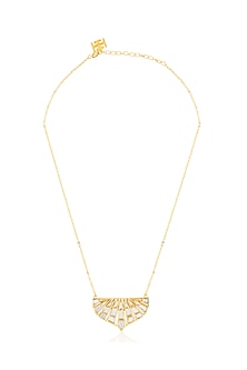 Gold Plated Hand-Cut Mirror Filigree Pendant Necklace