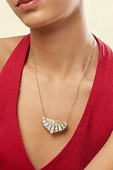 Gold Plated Hand-Cut Mirror Filigree Pendant Necklace