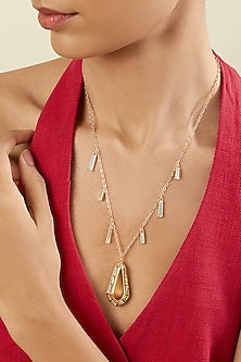 Gold Plated Hand-Cut Mirror Filigree Pendant Necklace