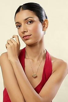 Gold Plated Crystal Zirconia Filigree Pendant Necklace