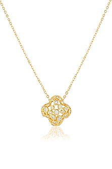 Gold Plated Crystal Zirconia Filigree Pendant Necklace