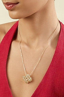 Gold Plated Crystal Zirconia Filigree Pendant Necklace