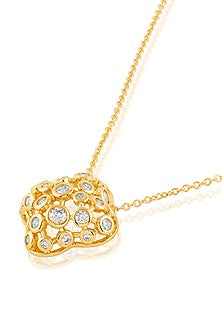 Gold Plated Crystal Zirconia Filigree Pendant Necklace