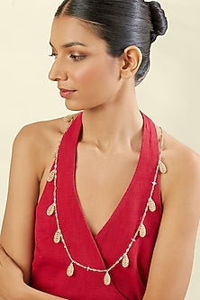 Gold Plated Hand-Cut Mirror Filigree Long Necklace