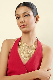 Gold Plated Hand-Cut Mirror Layered Necklace