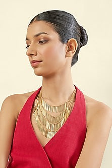 Gold Plated Hand-Cut Mirror Layered Necklace