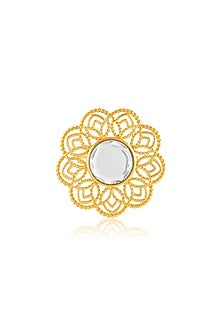 Gold Plated Hand-Cut Mirror Filigree Ring
