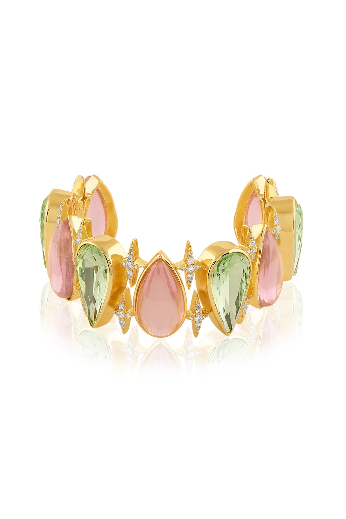 Gold Plated Multi-Colored Crystal Zircon Cuff Bracelet