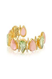 Gold Plated Multi-Colored Crystal Zircon Cuff Bracelet