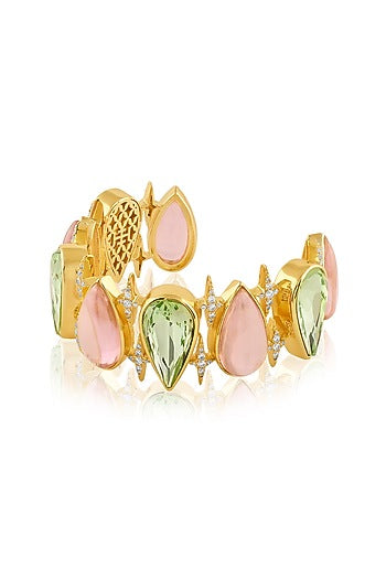 Gold Plated Multi-Colored Crystal Zircon Cuff Bracelet