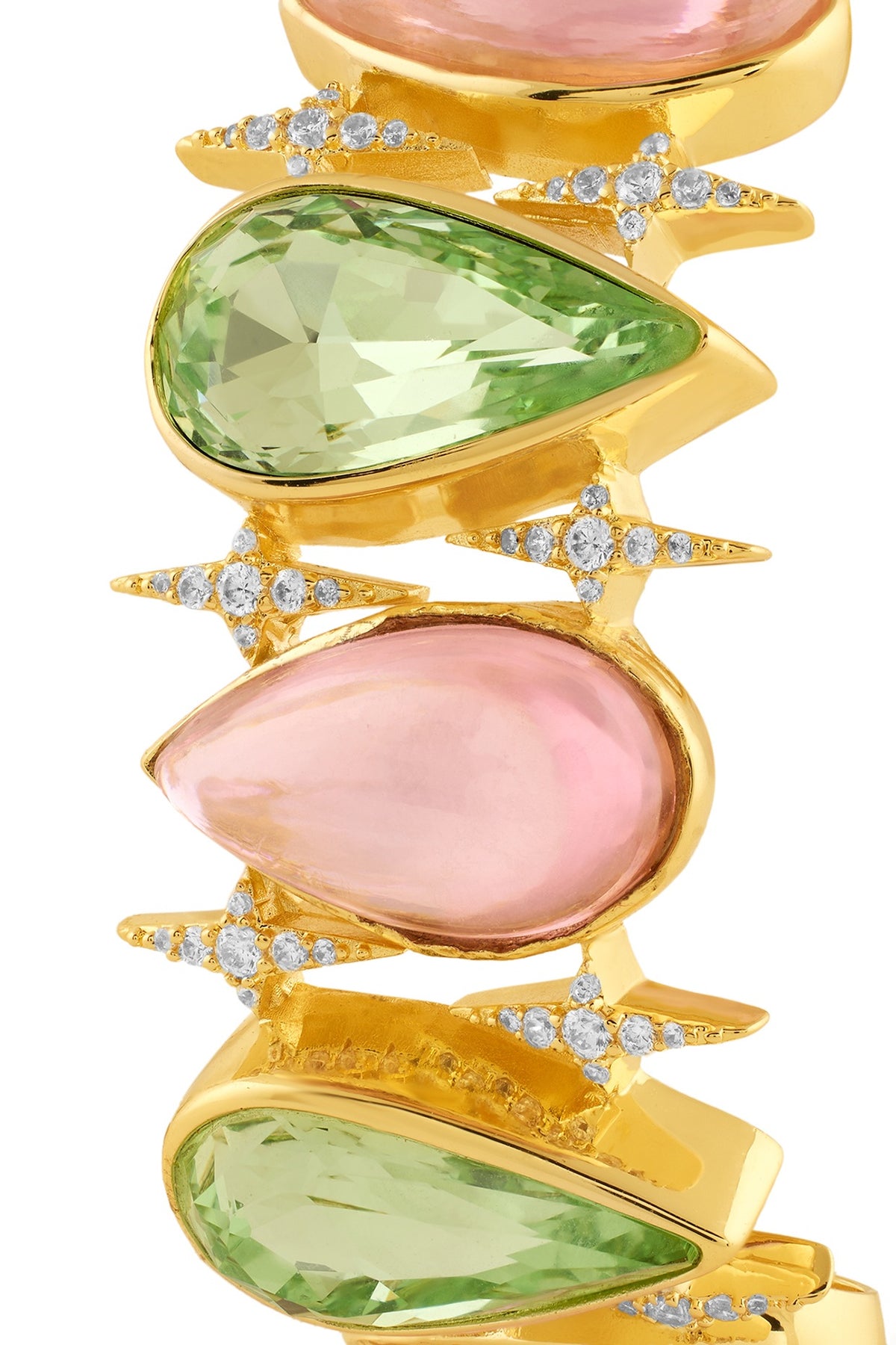 Gold Plated Multi-Colored Crystal Zircon Cuff Bracelet
