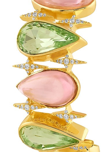 Gold Plated Multi-Colored Crystal Zircon Cuff Bracelet