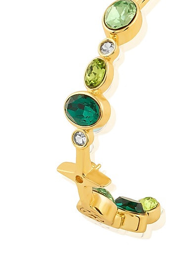 Gold Plated Green Gem Stone Hoop Earrings