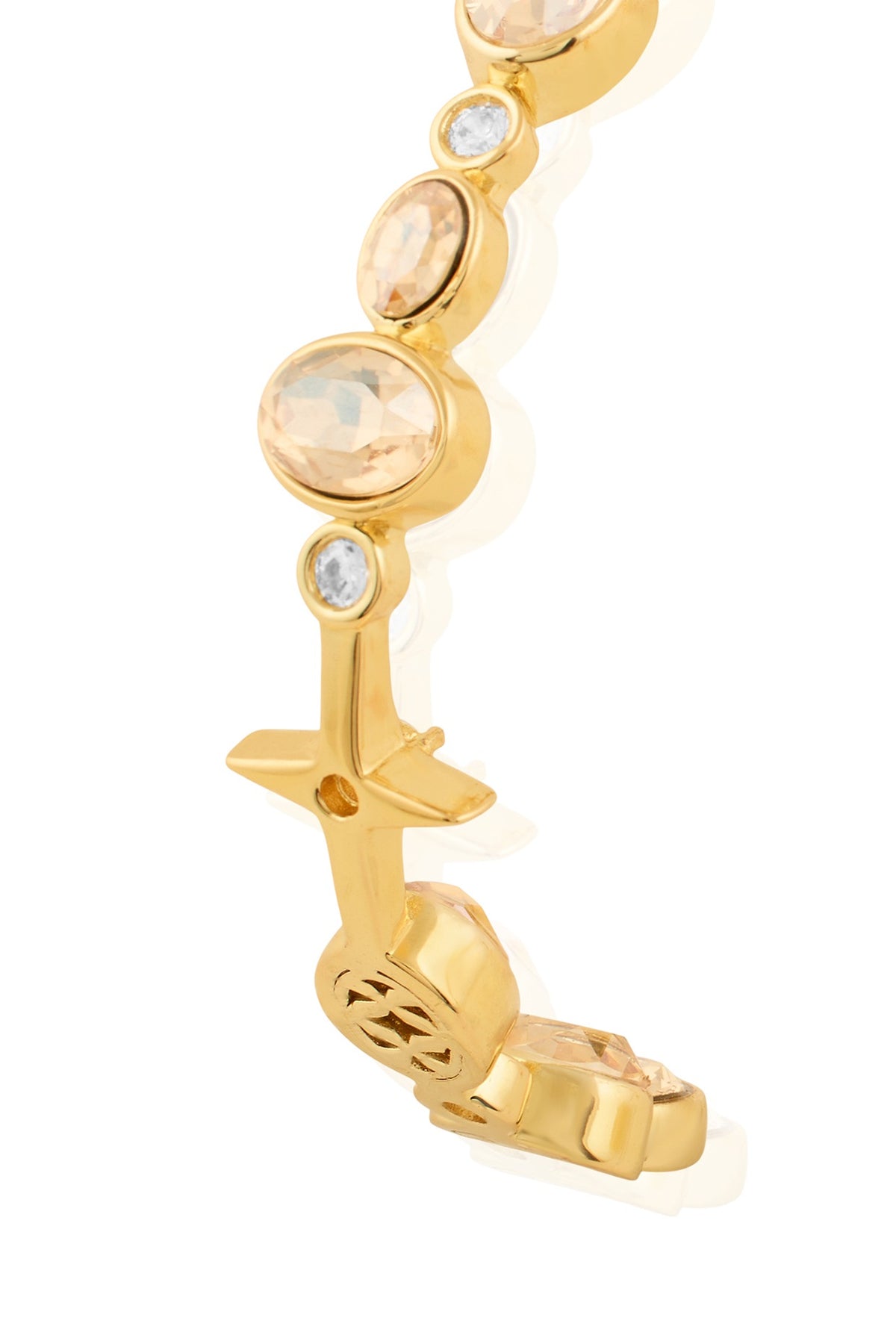 Gold Plated White Gem Stone Hoop Earrings