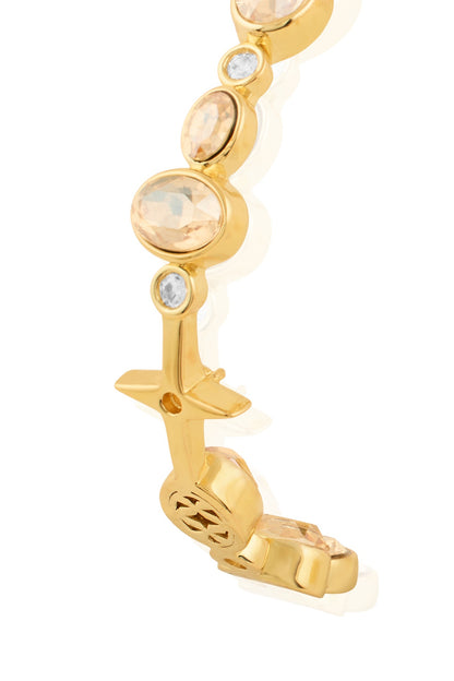 Gold Plated White Gem Stone Hoop Earrings