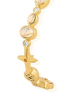 Gold Plated White Gem Stone Hoop Earrings