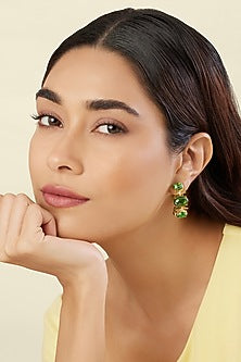 Gold Plated Green Crystal Zircon Hoop Earrings