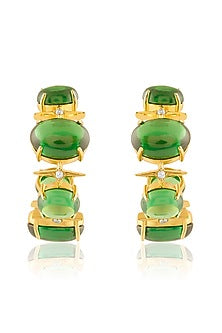 Gold Plated Green Crystal Zircon Hoop Earrings