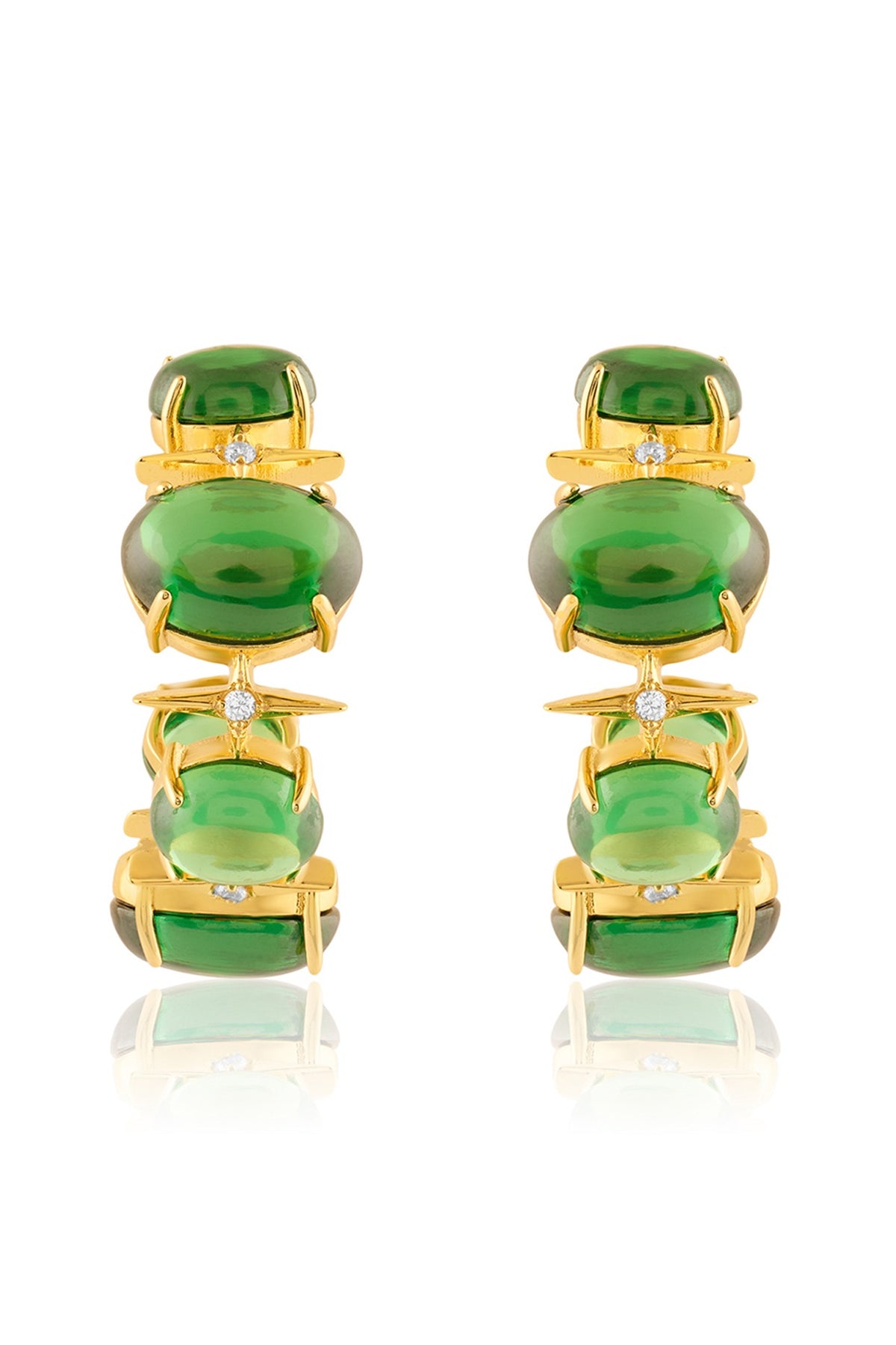 Gold Plated Green Crystal Zircon Hoop Earrings
