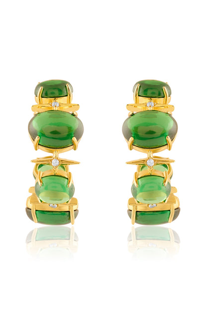Gold Plated Green Crystal Zircon Hoop Earrings