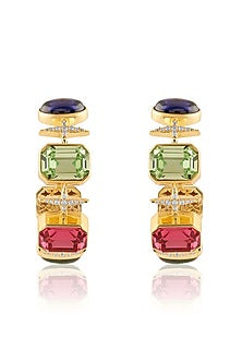 Gold Plated Multi-Colored Crystal Zircon Hoop Earrings