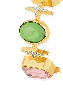 Gold Plated Multi-Colored Crystal Zircon Hoop Earrings