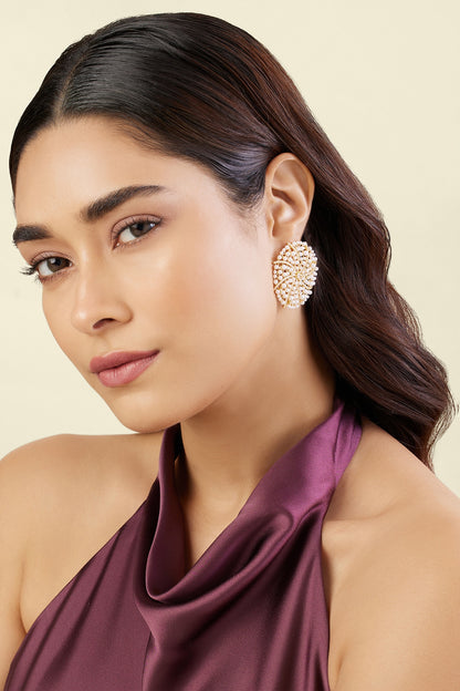 Gold Plated Pearl Stud Earrings