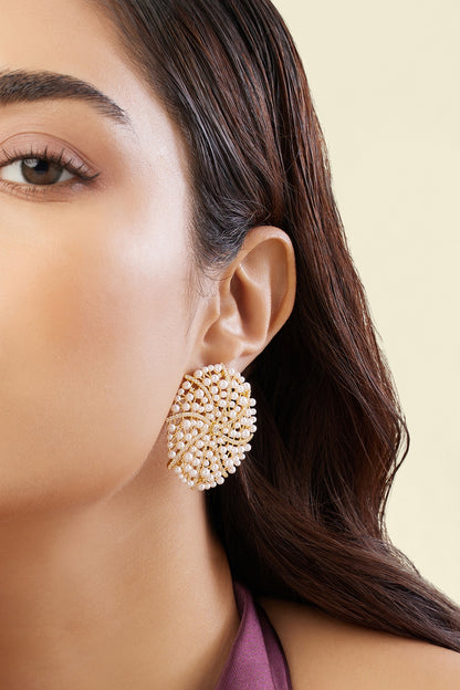 Gold Plated Pearl Stud Earrings