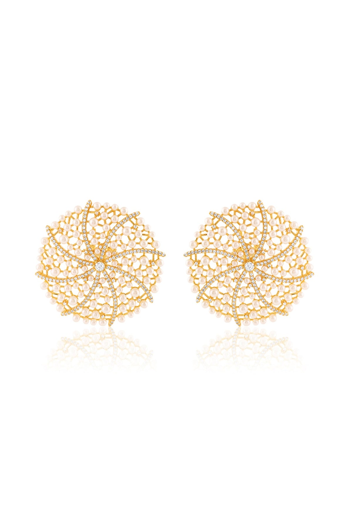 Gold Plated Pearl Stud Earrings