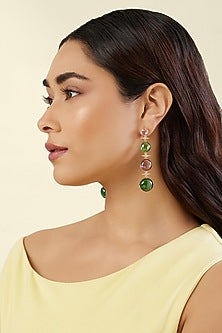 Gold Plated Multi-Colored Crystal Zirconia Dangler Earrings