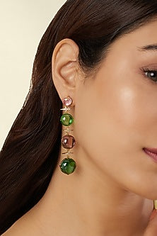 Gold Plated Multi-Colored Crystal Zirconia Dangler Earrings
