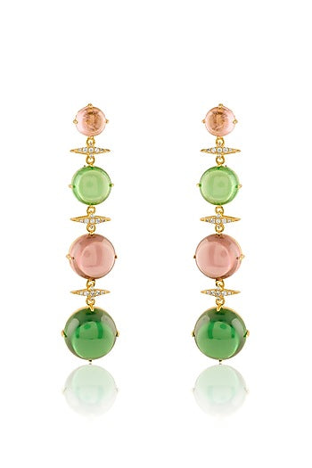 Gold Plated Multi-Colored Crystal Zirconia Dangler Earrings