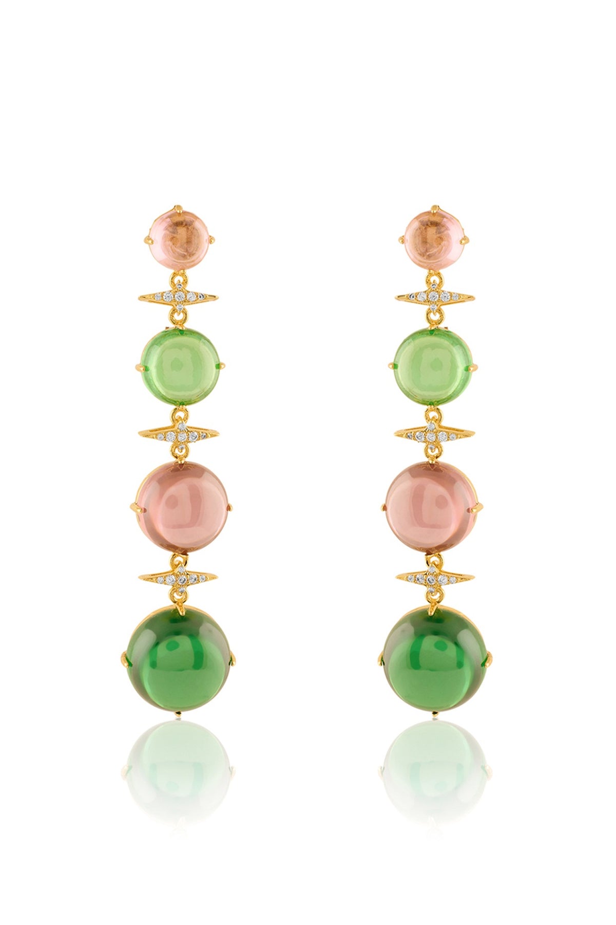 Gold Plated Multi-Colored Crystal Zirconia Dangler Earrings