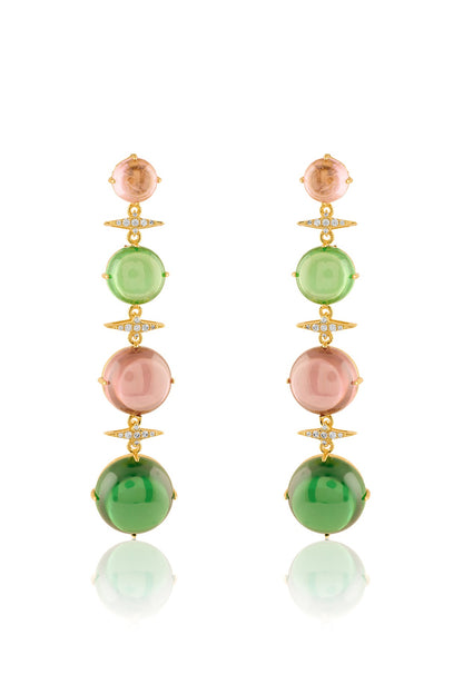 Gold Plated Multi-Colored Crystal Zirconia Dangler Earrings