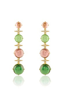 Gold Plated Multi-Colored Crystal Zirconia Dangler Earrings