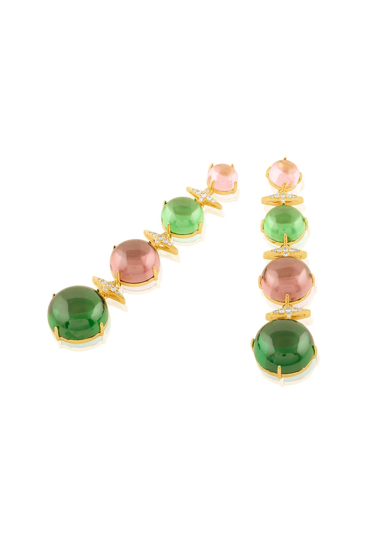 Gold Plated Multi-Colored Crystal Zirconia Dangler Earrings