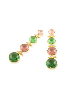 Gold Plated Multi-Colored Crystal Zirconia Dangler Earrings