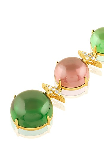 Gold Plated Multi-Colored Crystal Zirconia Dangler Earrings