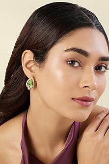Gold Plated Green Crystal Zirconia Stud Earrings