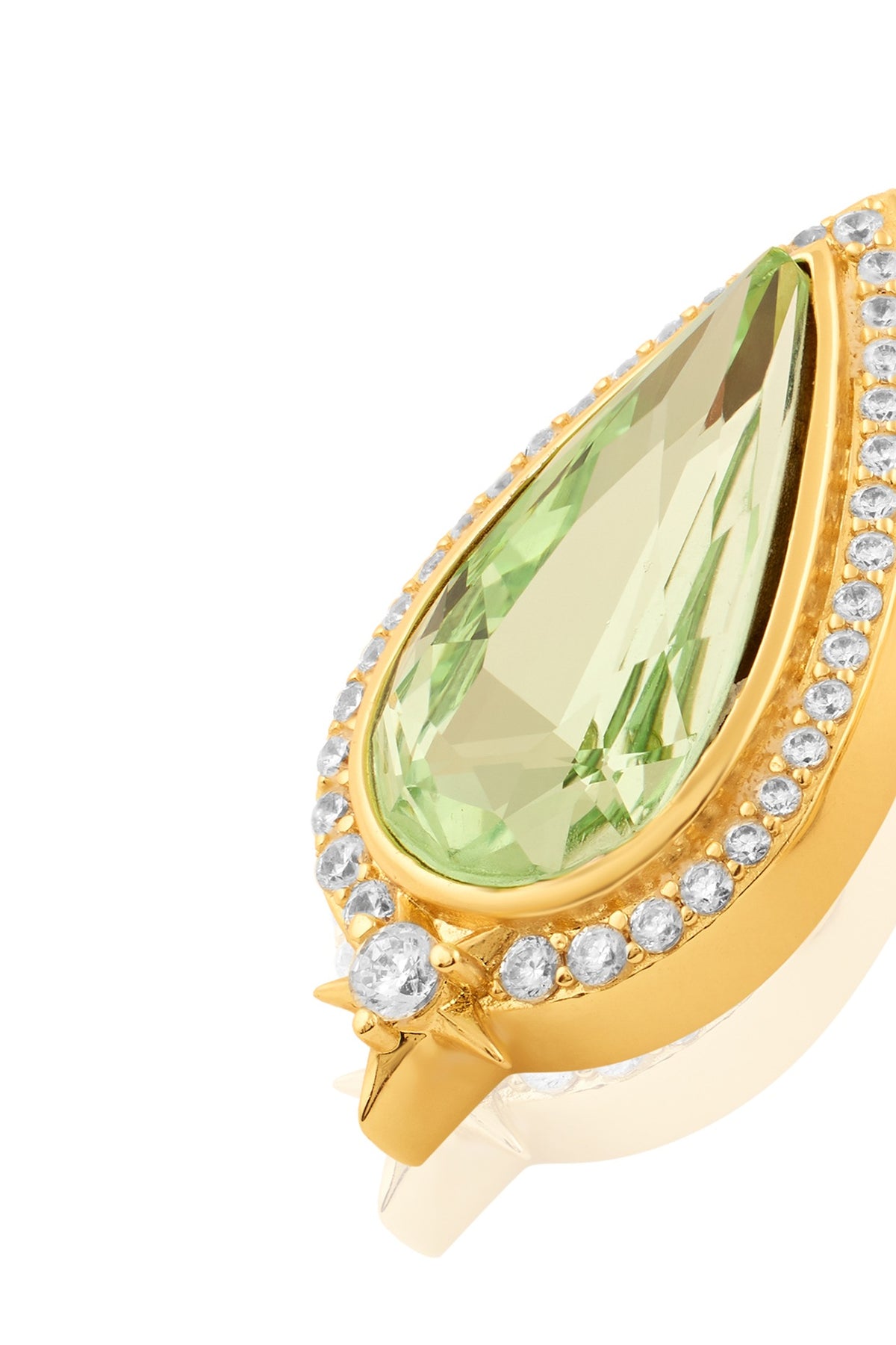 Gold Plated Green Crystal Zirconia Stud Earrings