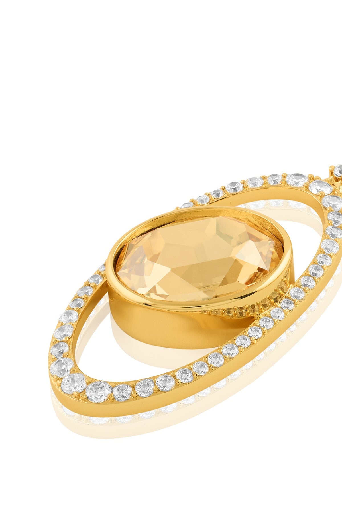 Gold Plated Crystal Zirconia & Cabochon Stone Dangler Earrings